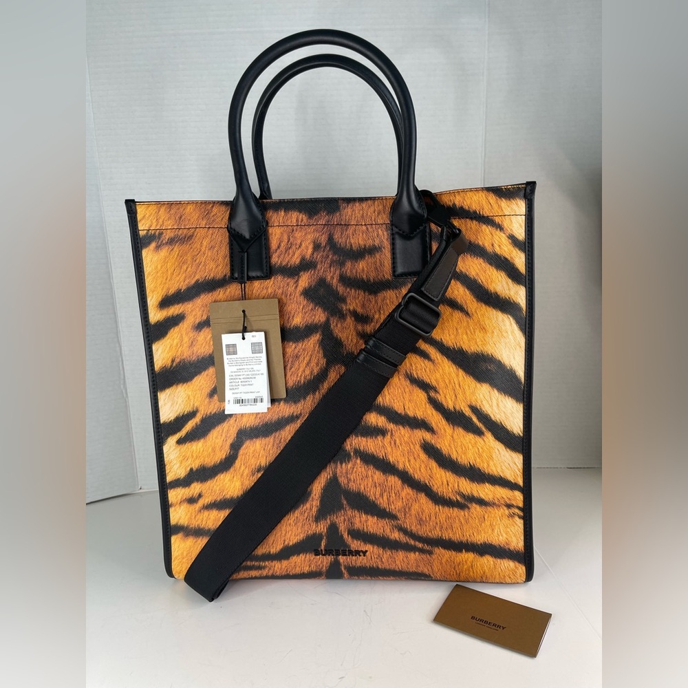 Burberry Tiger Print Tote Bag - Black and Orange - Picture 15 of 15